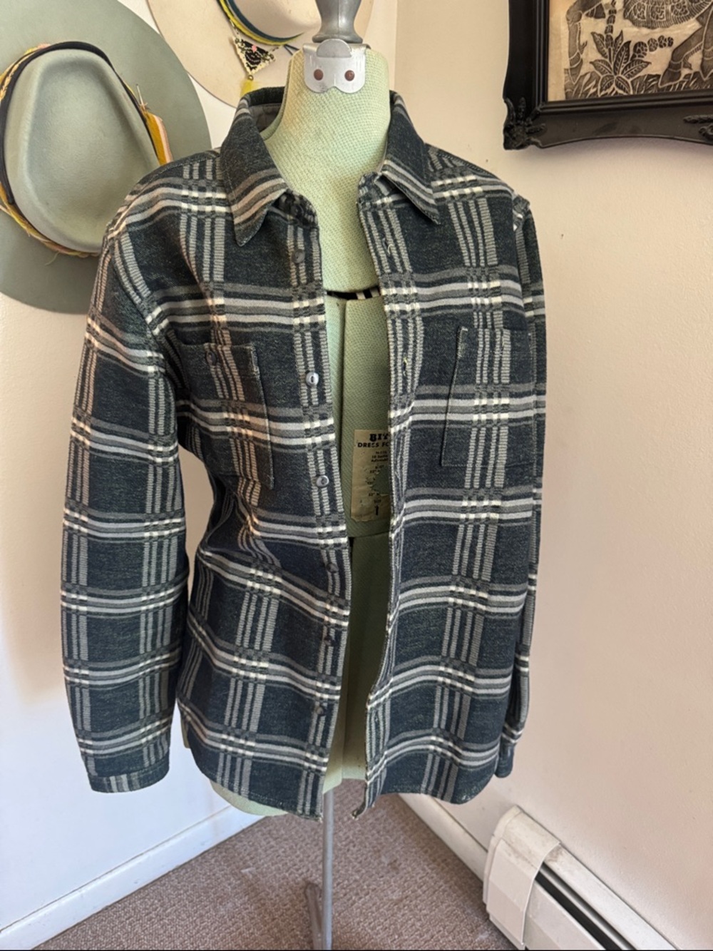 Plectrum Men's Plaid Shacket Jacket - Black & Gray